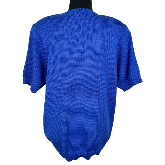 VINTAGE 80s Franco Valeri Short Sleeve Knit Abstract Top - Picture 6 of 8